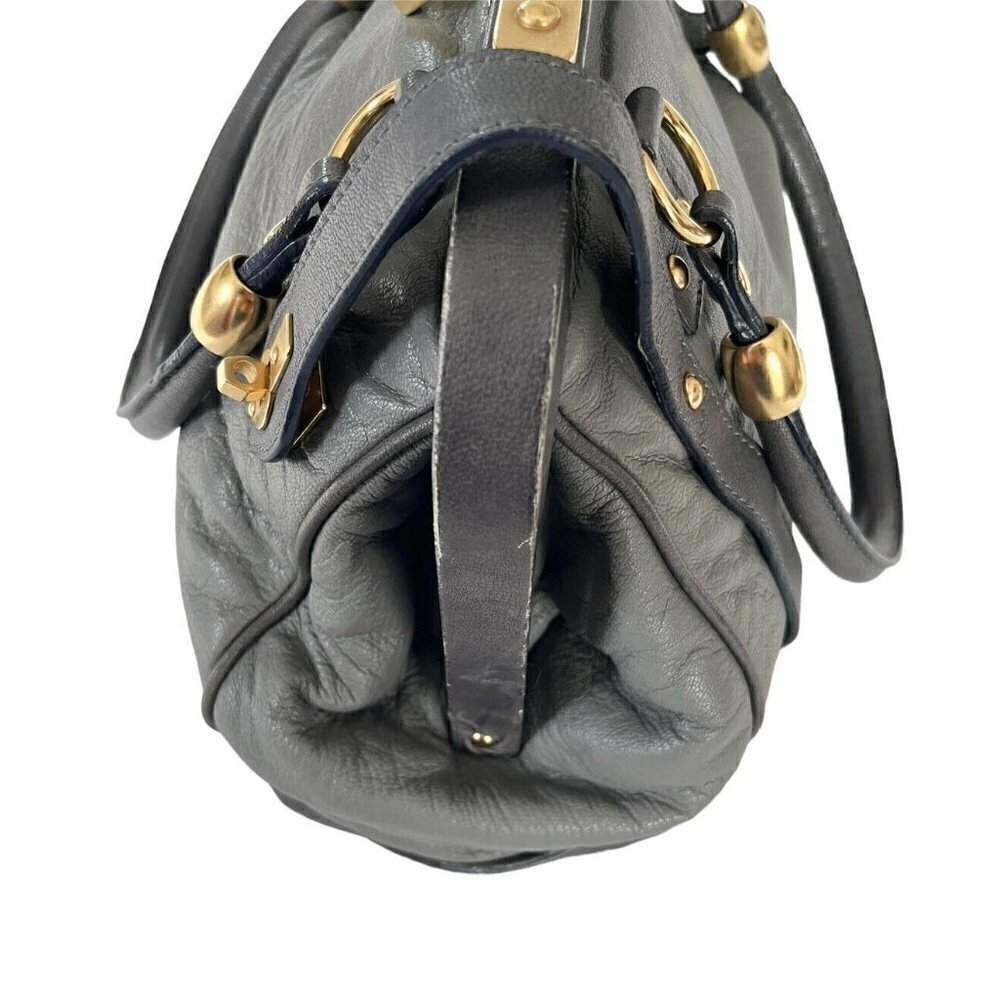 Zac Posen Aurora Doctor Bag in Gunmetal Gray Leather Gold Hardware - Picture 6 of 11